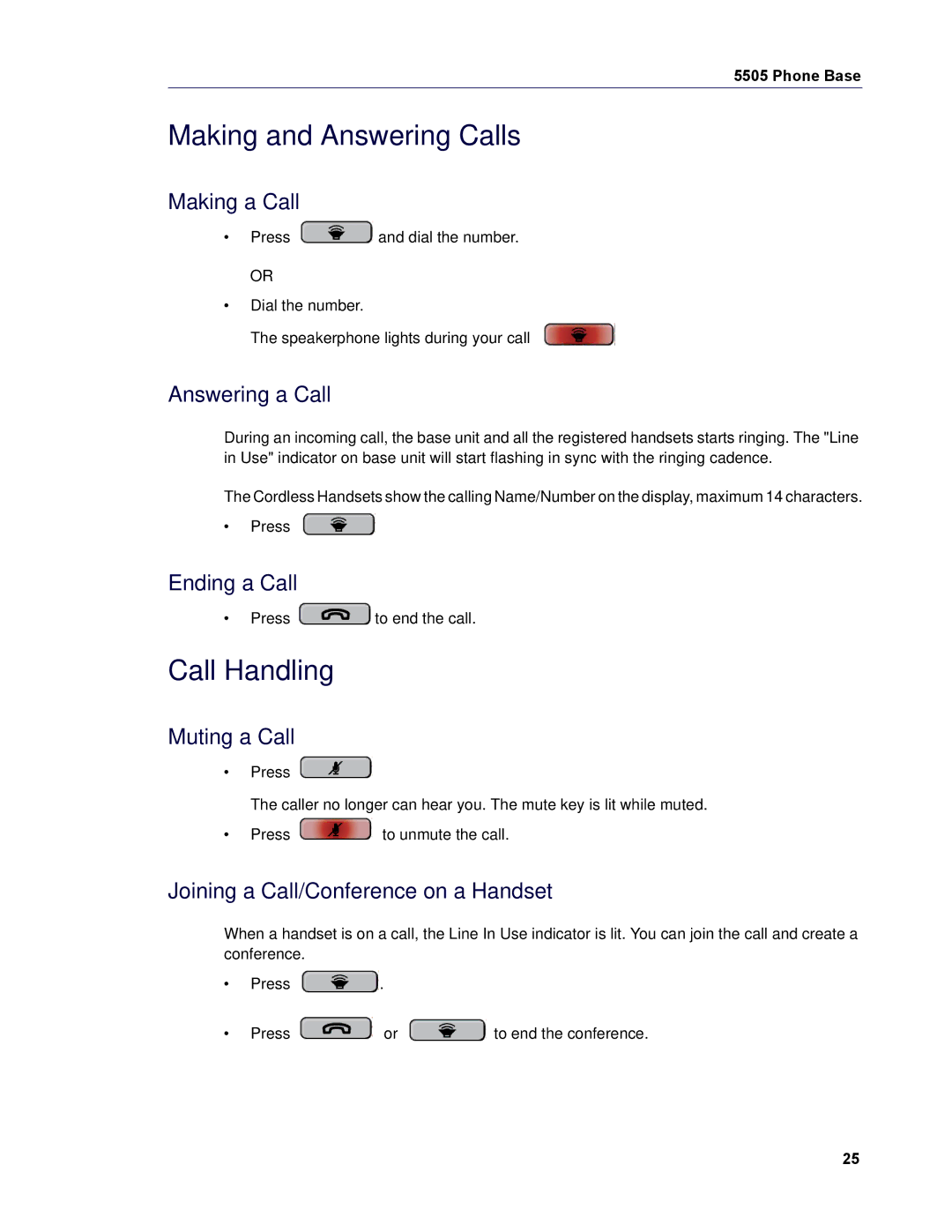 Mitel 5505 manual Making and Answering Calls, Call Handling 