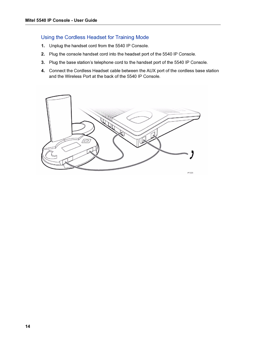 Mitel 5540 manual Using the Cordless Headset for Training Mode 