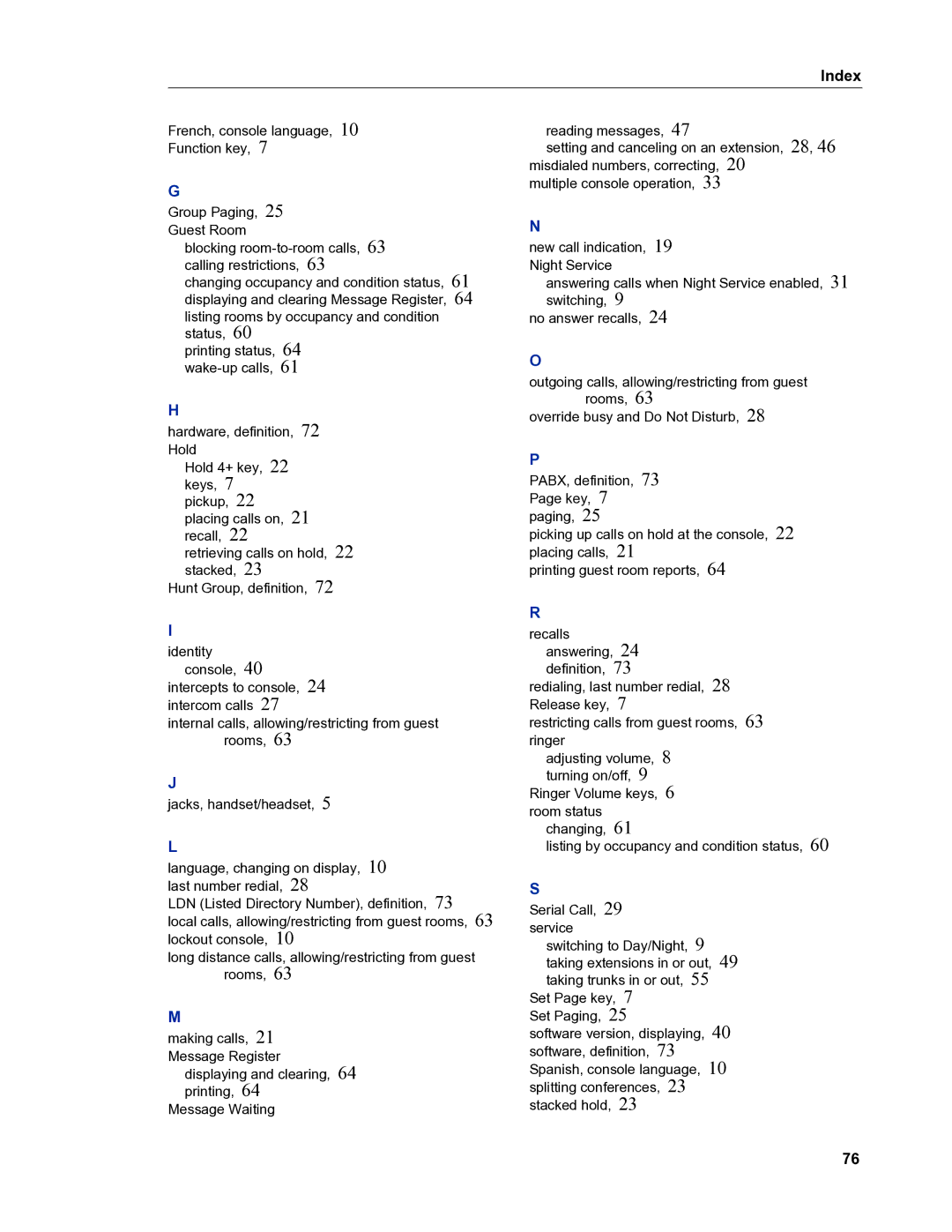 Mitel 5540 manual Index 