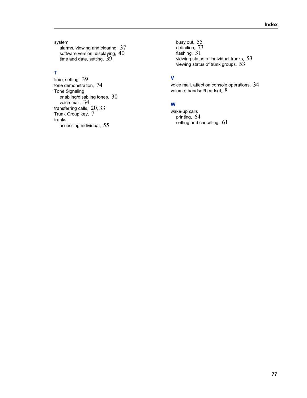 Mitel 5540 manual Index 