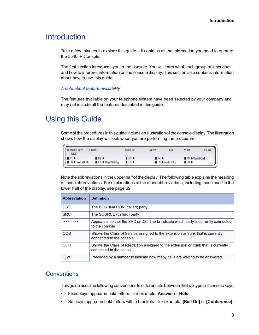 Mitel 5540 manual Introduction, Using this Guide, Conventions 