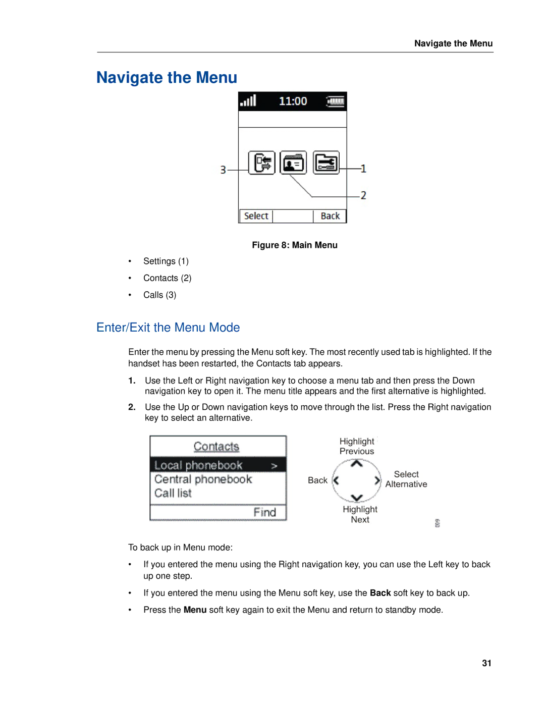 Mitel 5603 manual Navigate the Menu, Enter/Exit the Menu Mode 