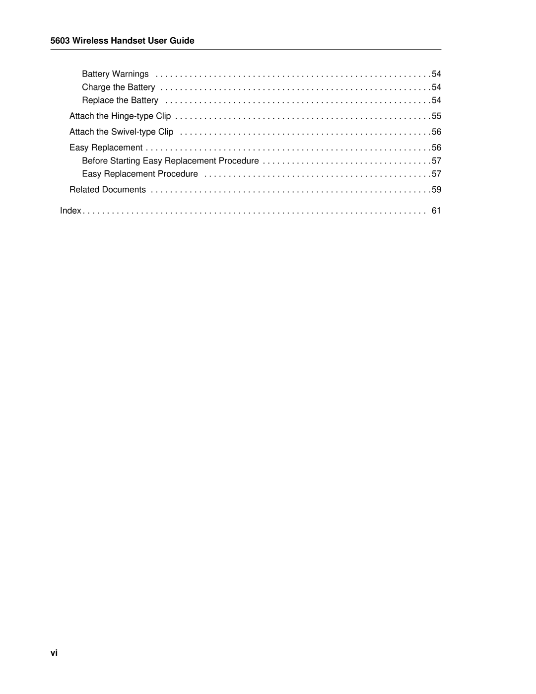 Mitel 5603 manual Wireless Handset User Guide 