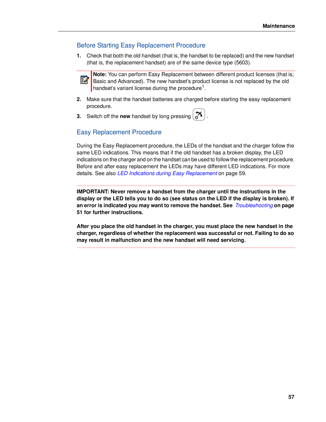 Mitel 5603 manual Before Starting Easy Replacement Procedure 