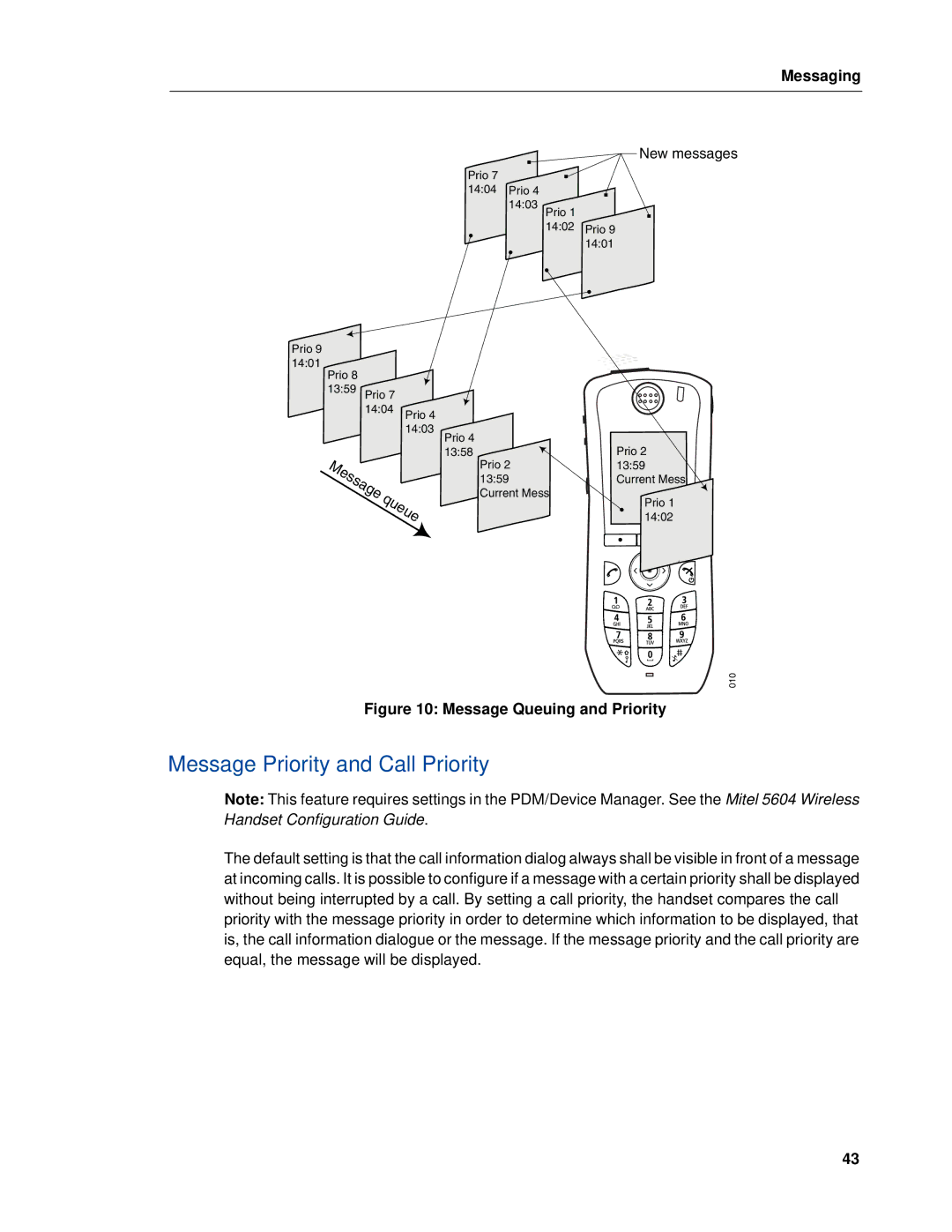 Mitel 5604 manual Message Priority and Call Priority, Message Queuing and Priority 