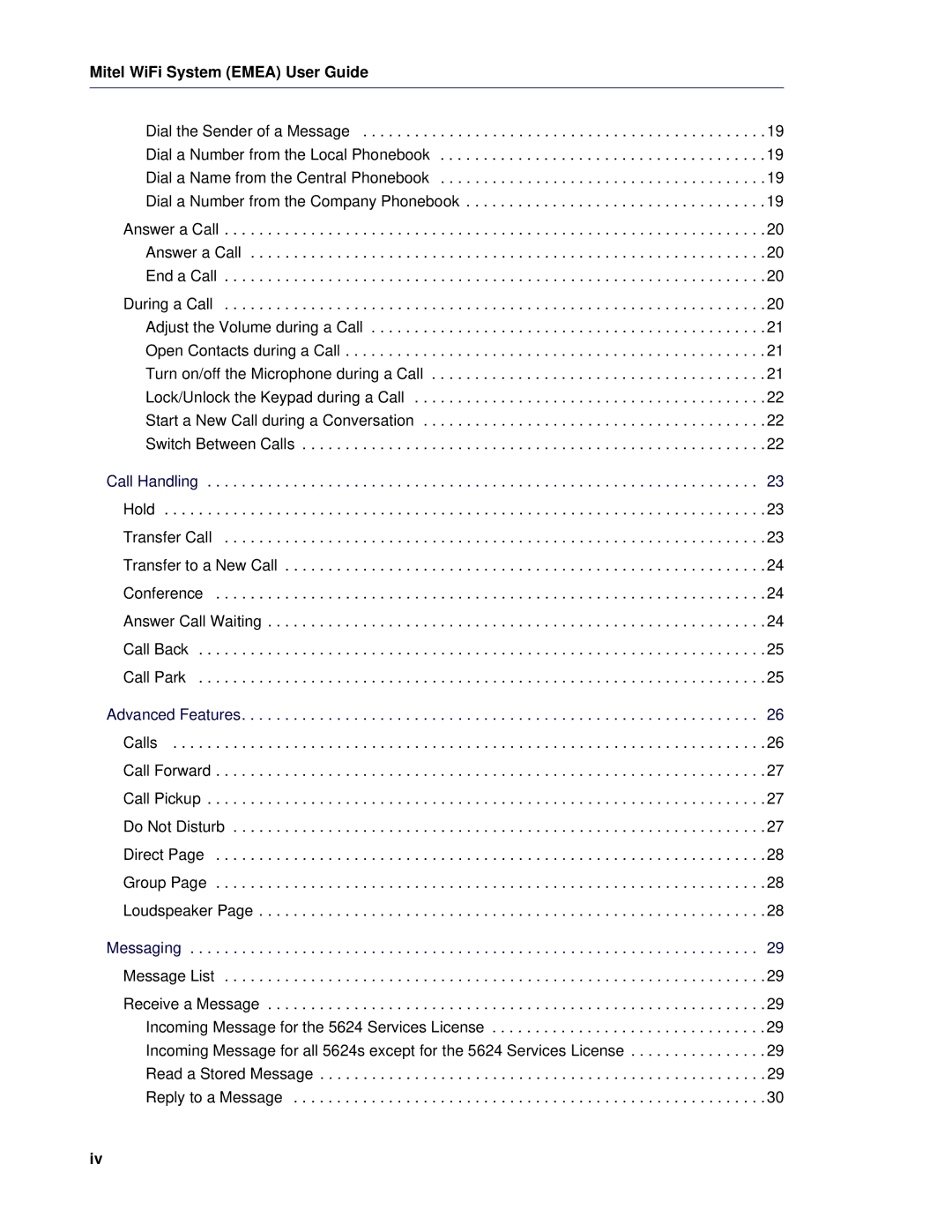 Mitel 5624 manual Mitel WiFi System Emea User Guide 