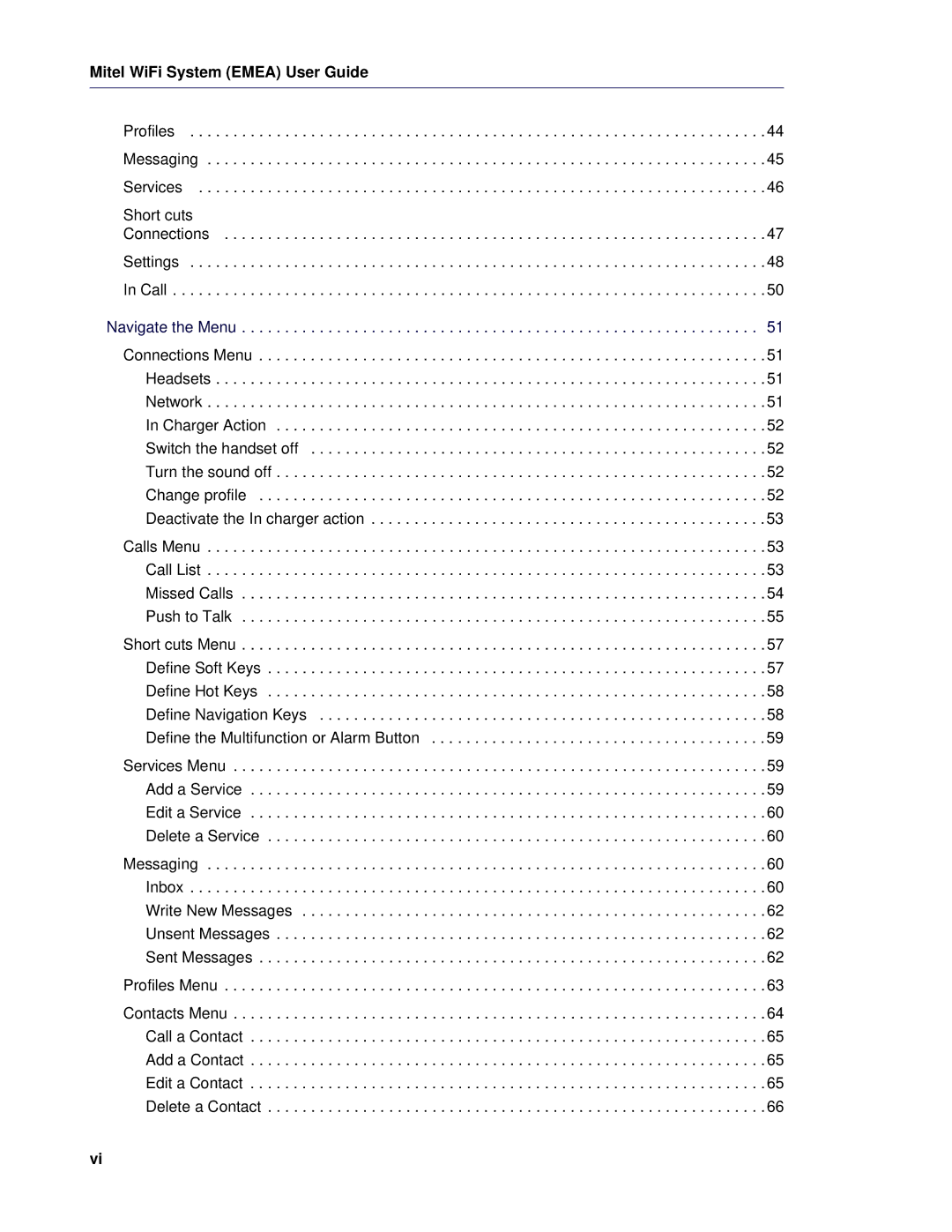 Mitel 5624 manual Navigate the Menu 