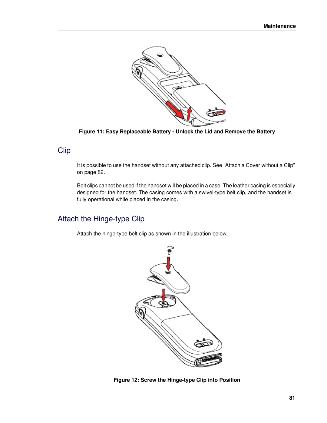 Mitel 5624 manual Attach the Hinge-type Clip 