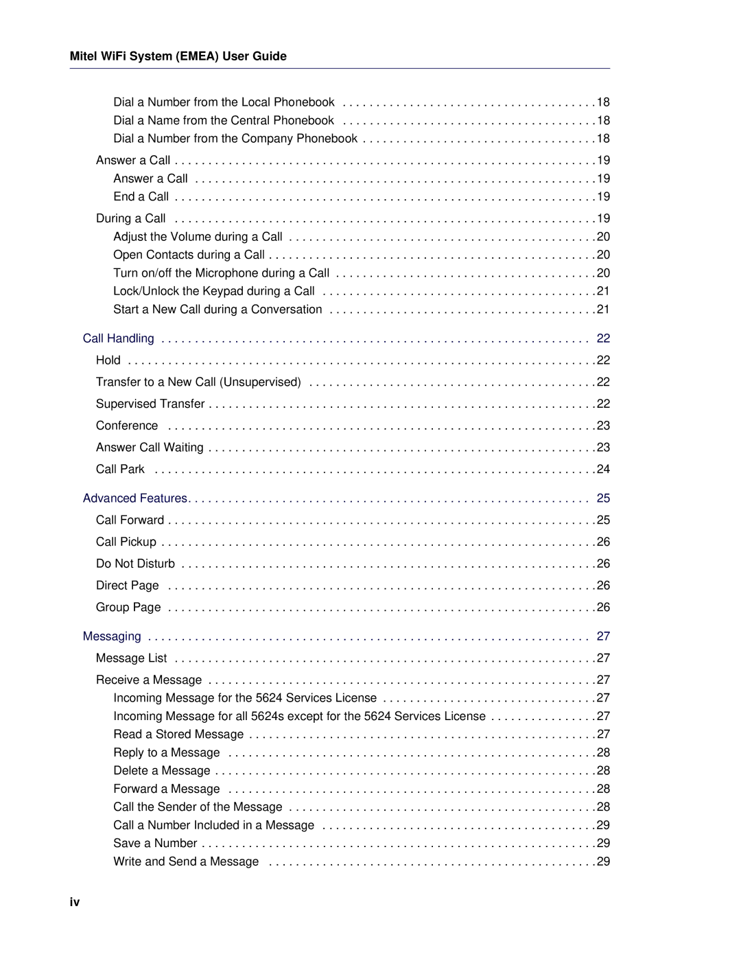 Mitel 5624 manual Mitel WiFi System Emea User Guide 