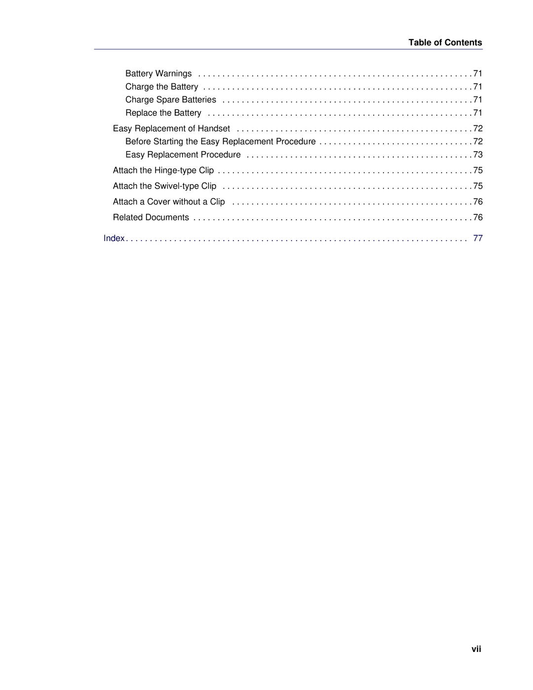 Mitel 5624 manual Vii 