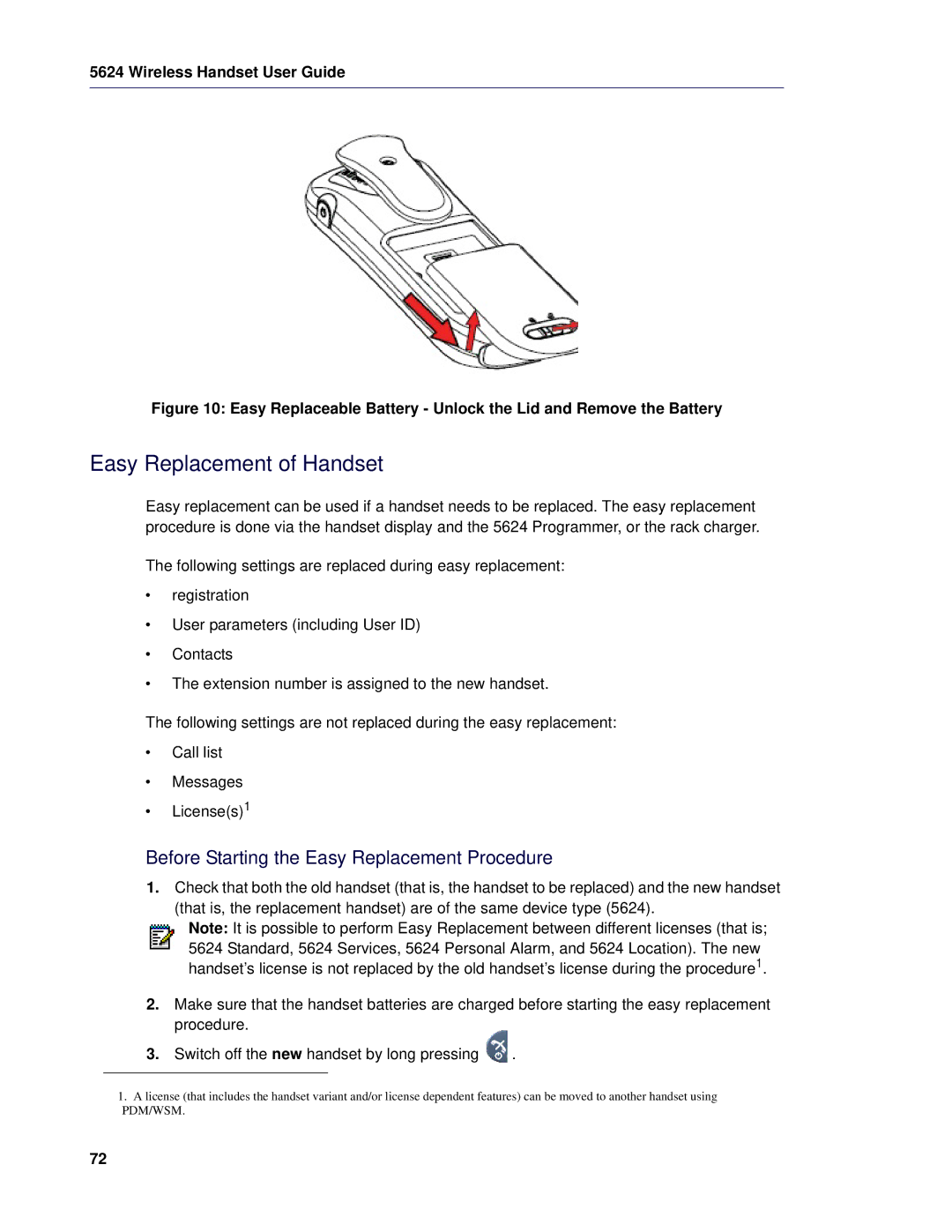 Mitel 5624 manual Easy Replacement of Handset, Before Starting the Easy Replacement Procedure 