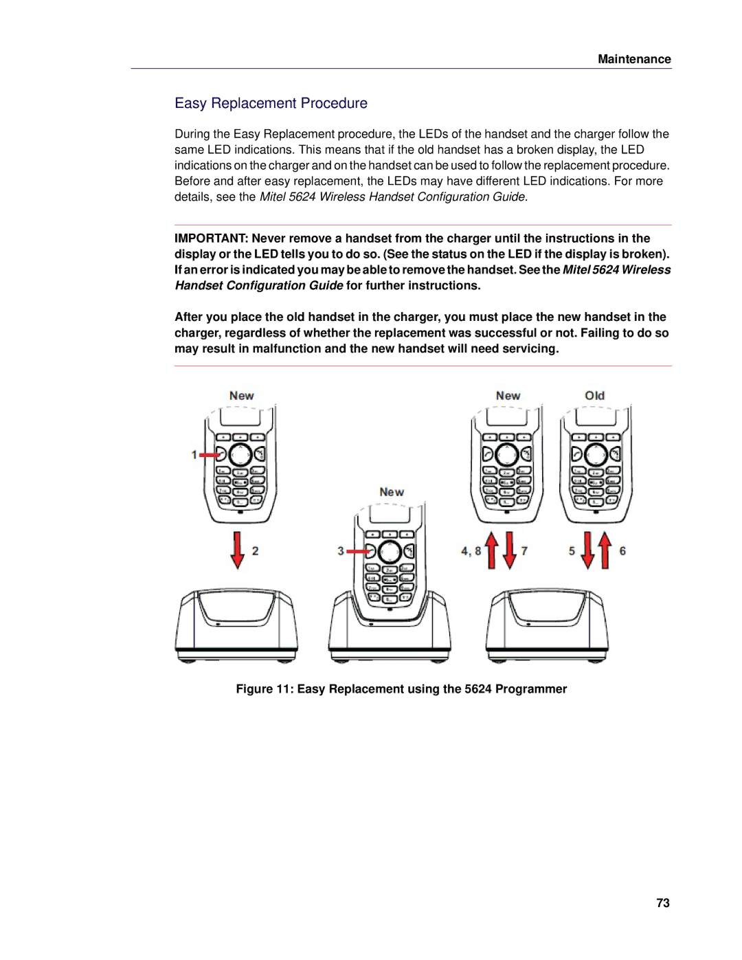 Mitel manual Easy Replacement Procedure, Easy Replacement using the 5624 Programmer 