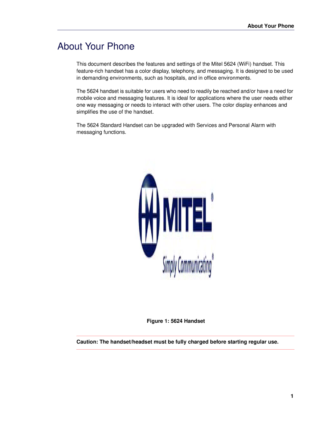 Mitel 5624 manual About Your Phone, Handset 