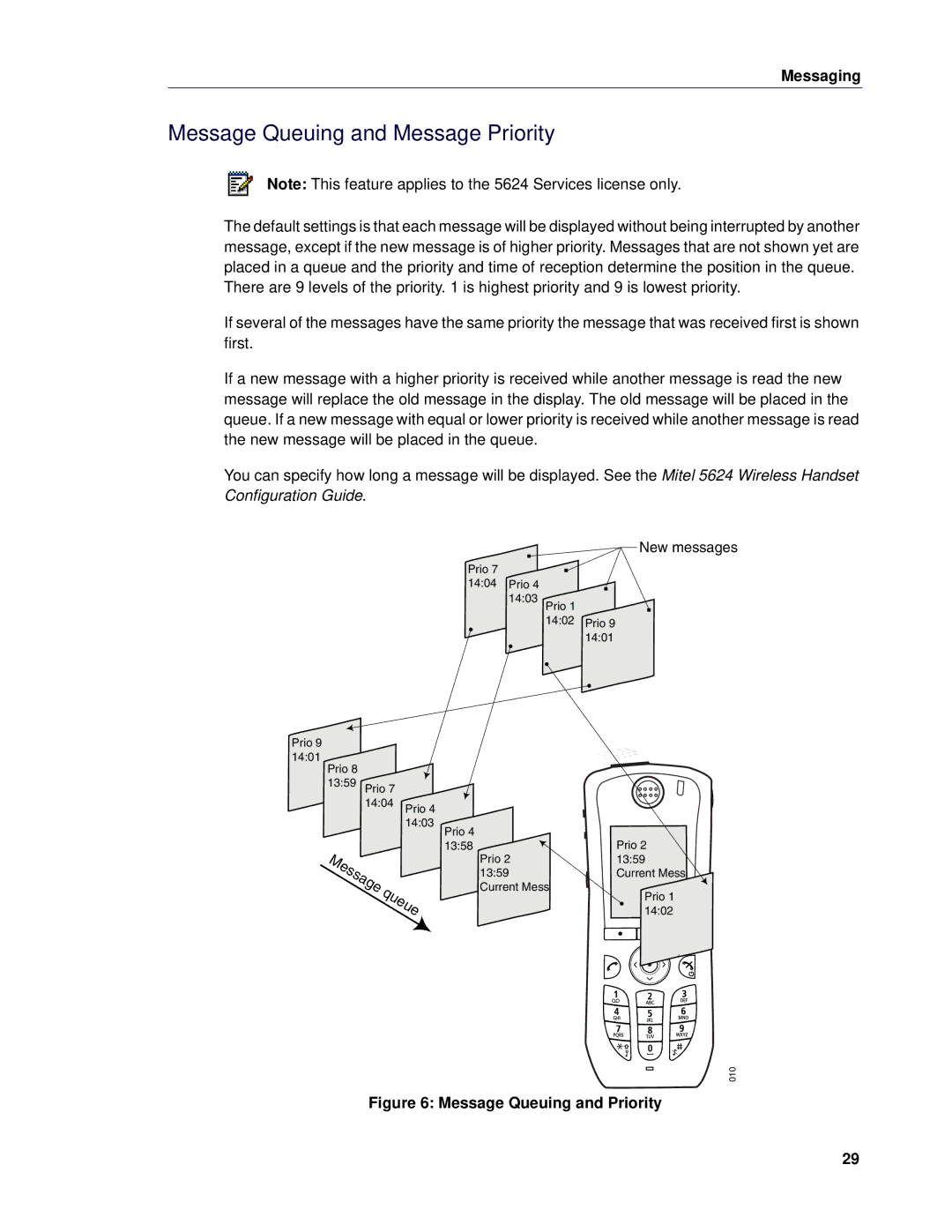 Mitel 5624 manual Message Queuing and Message Priority, Message Queuing and Priority 