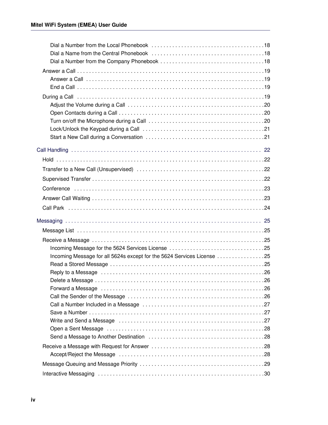 Mitel 5624 manual Mitel WiFi System Emea User Guide 