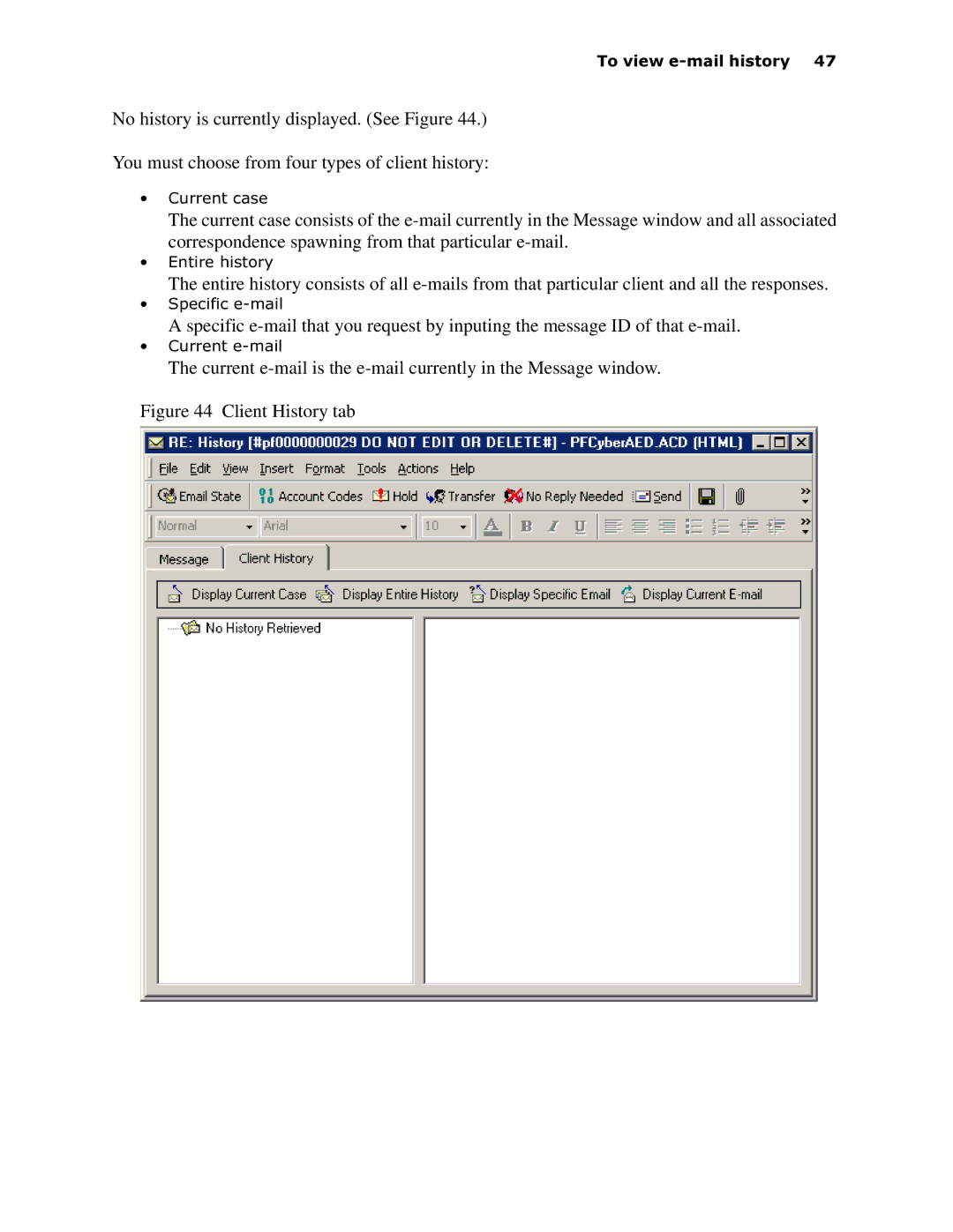 Mitel 6150 MCC manual Client History tab 