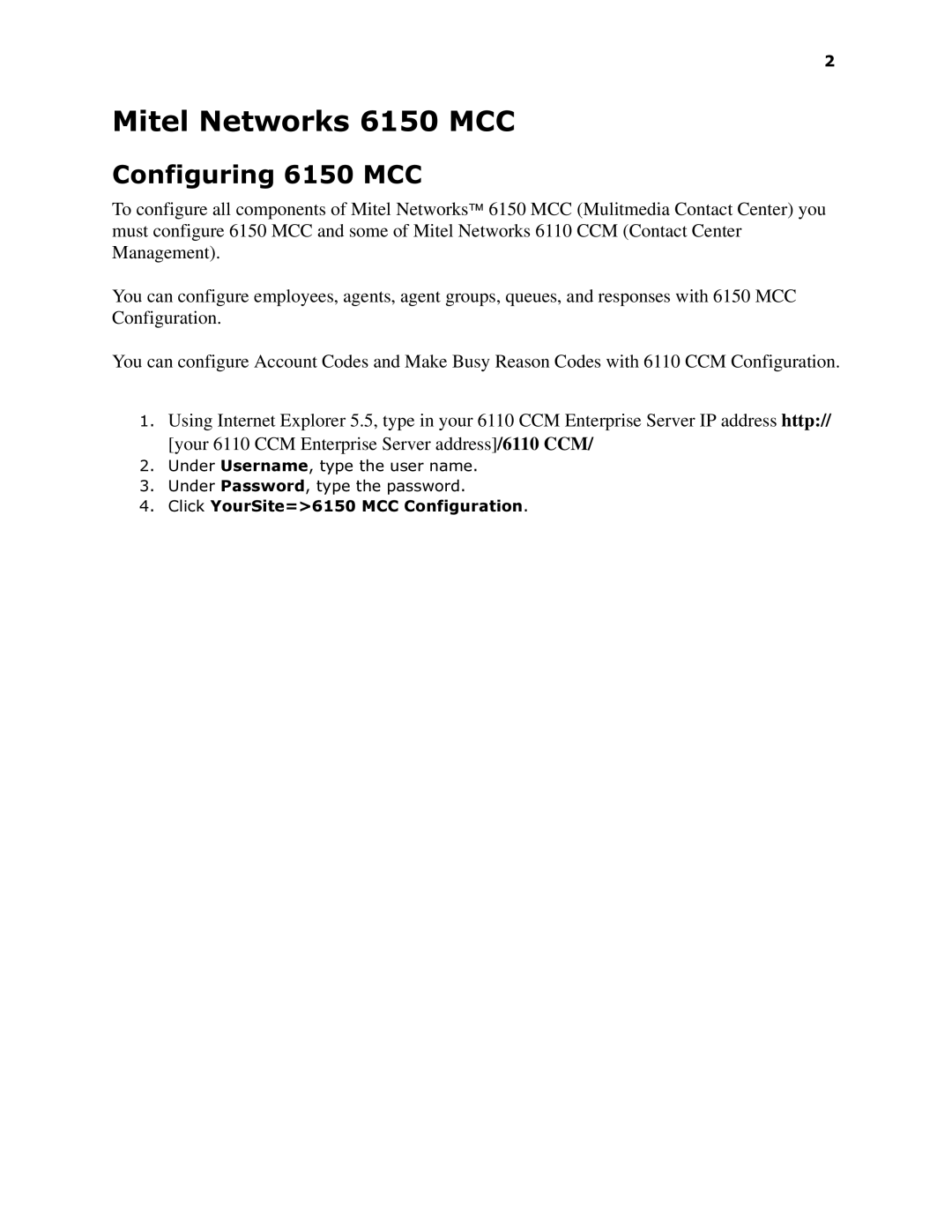 Mitel 6150 MCC manual 0LWHO1HWZRUNV0 