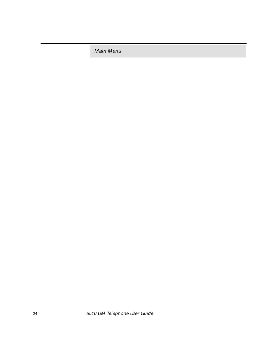 Mitel 6510 manual Main Menu 