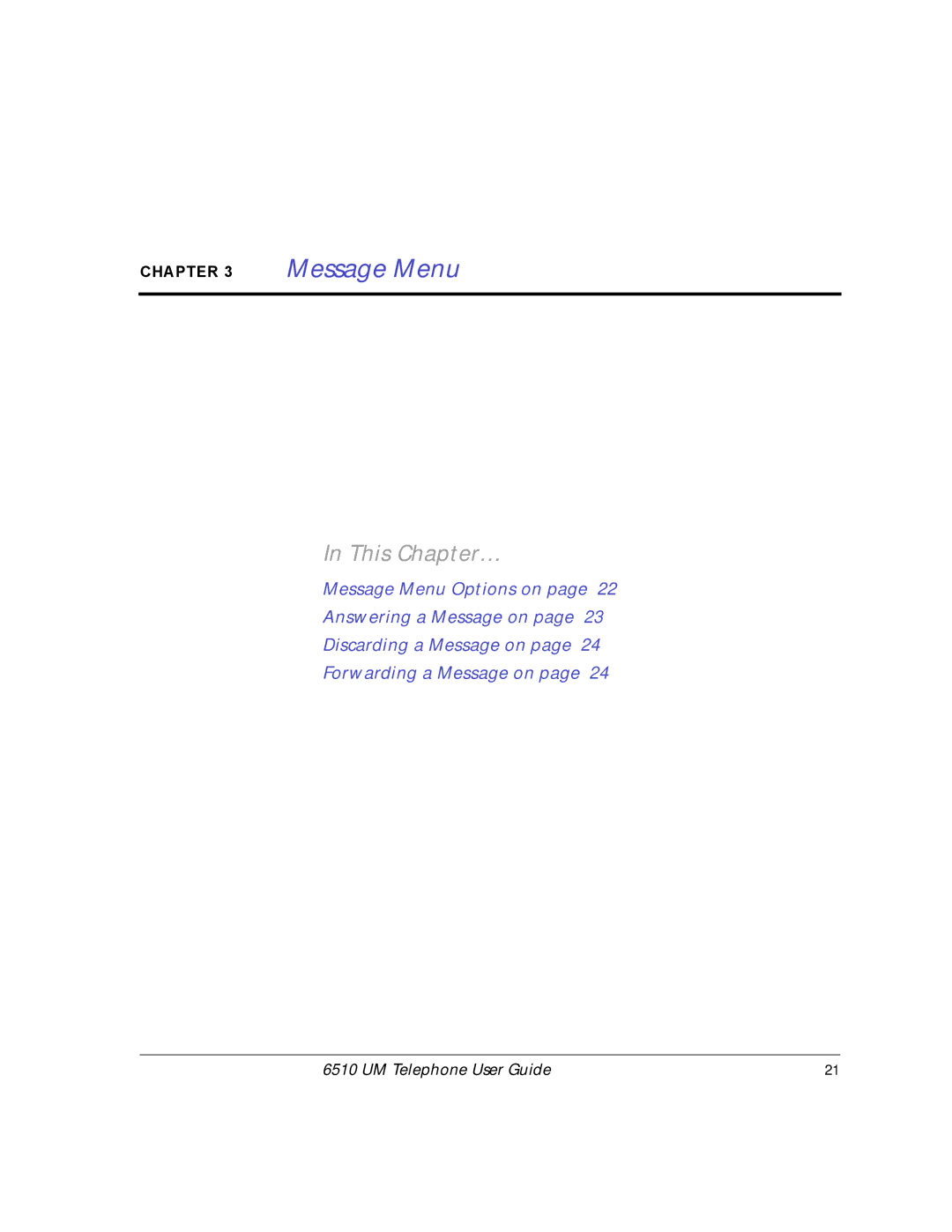 Mitel 6510 manual Message Menu 