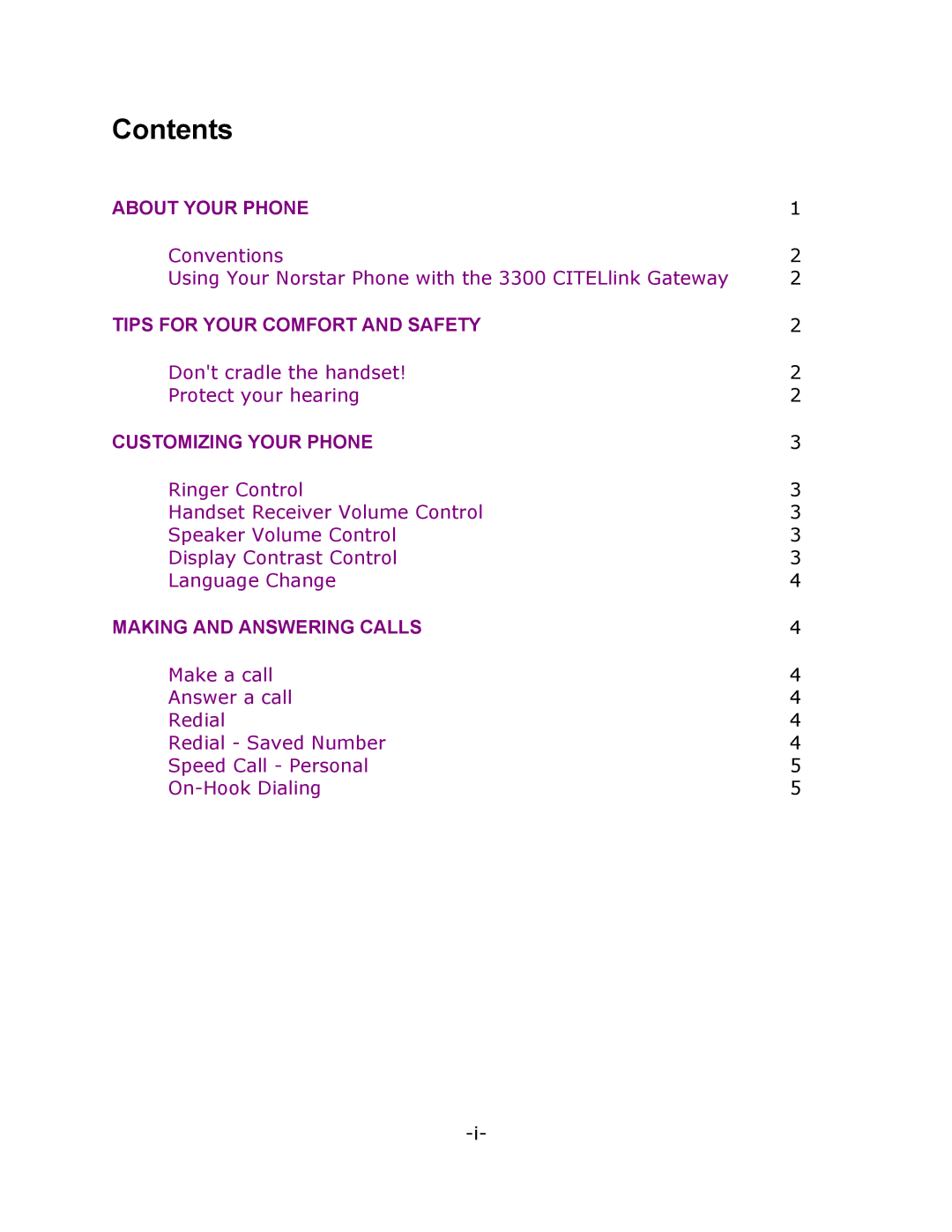 Mitel 7000 Series manual Contents 