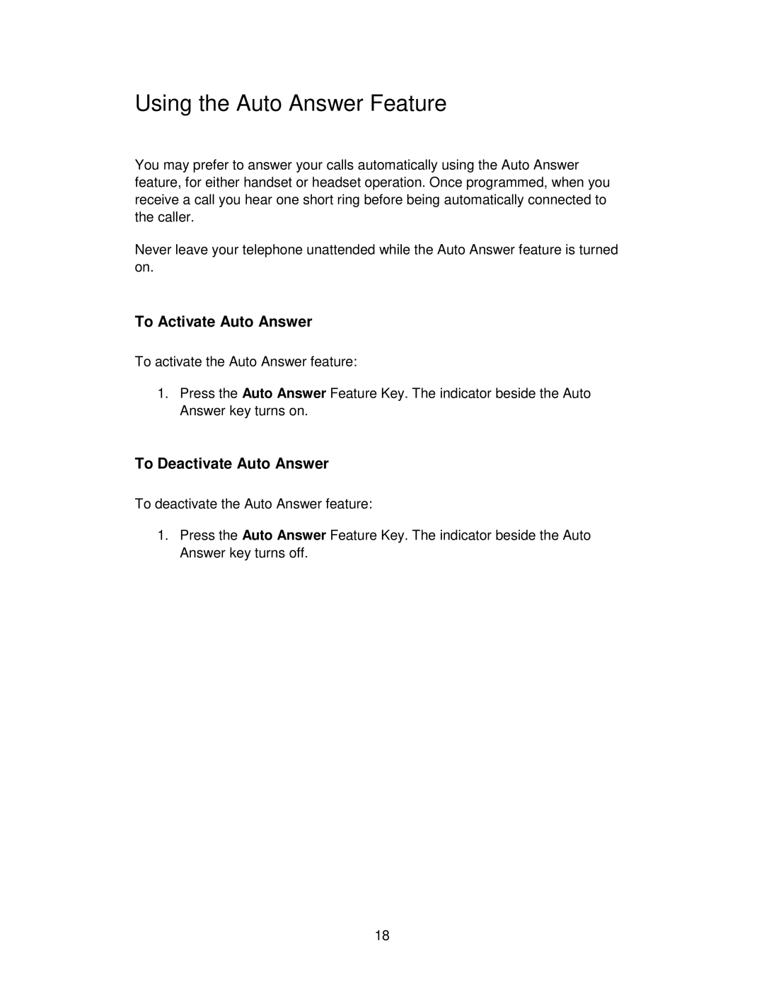 Mitel ACD 2000 manual Using the Auto Answer Feature, To Activate Auto Answer, To Deactivate Auto Answer 