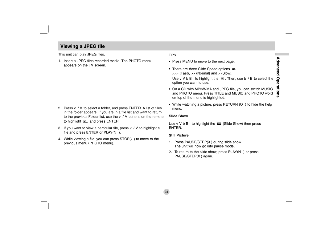 Mitel DP771 owner manual Viewing a Jpeg file, Slide Show, Still Picture 