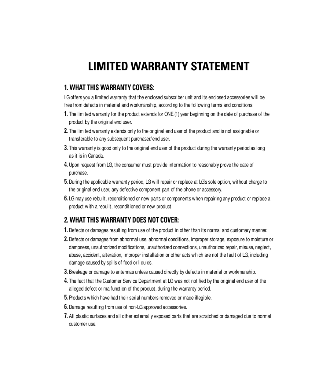 Mitel GB255G manual Limited Warranty Statement 