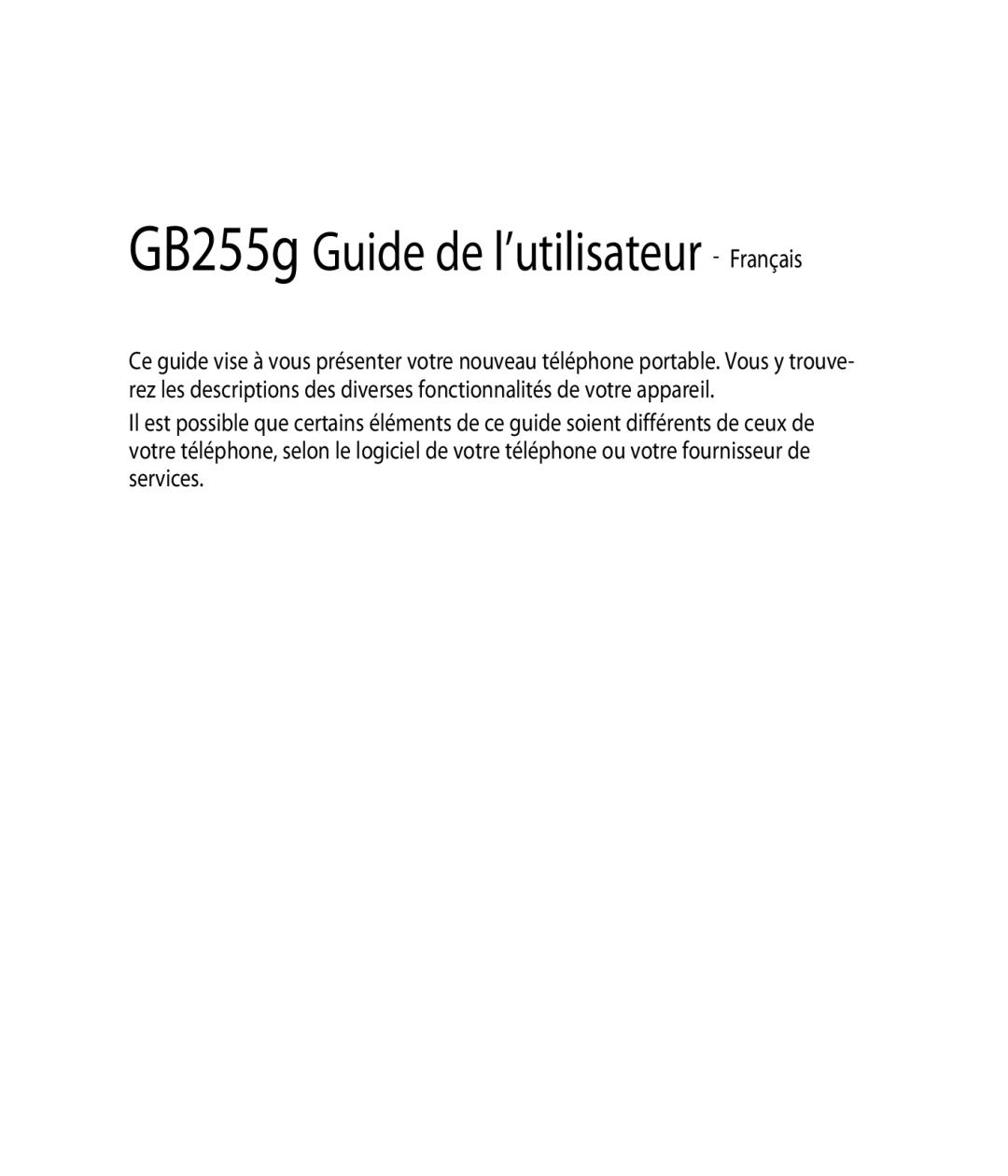 Mitel GB255G manual GB255g Guide de l’utilisateur Français 