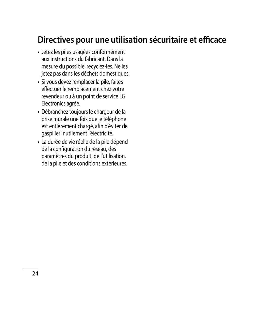 Mitel GB255G manual Directives pour une utilisation sécuritaire et efficace 