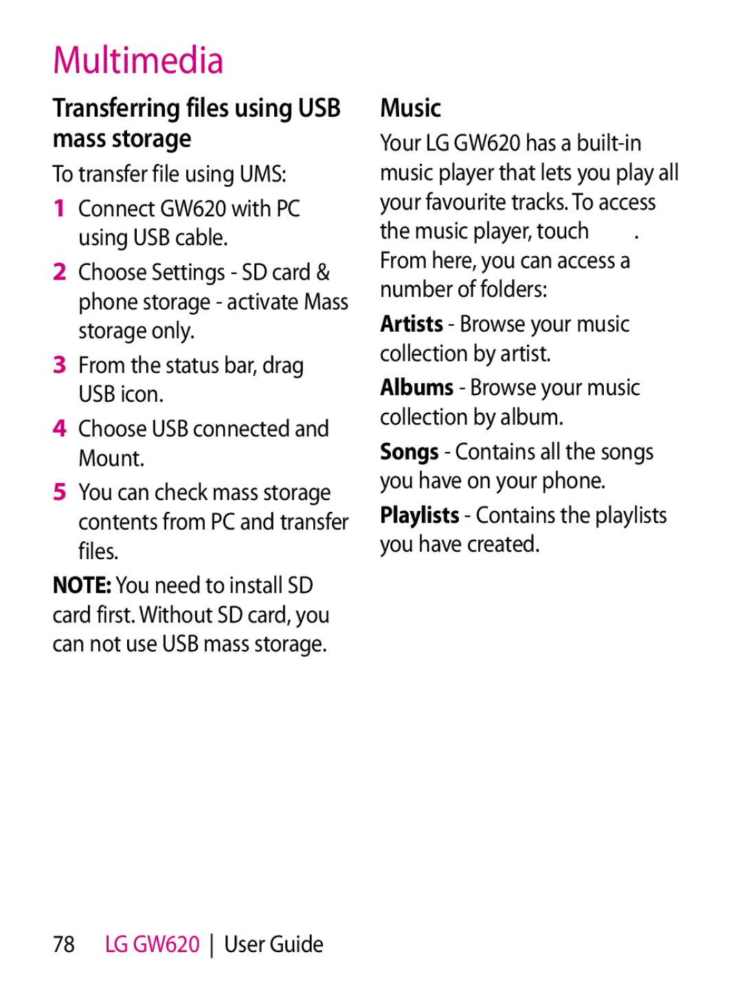 Mitel GW620 manual Music, To transfer file using UMS 