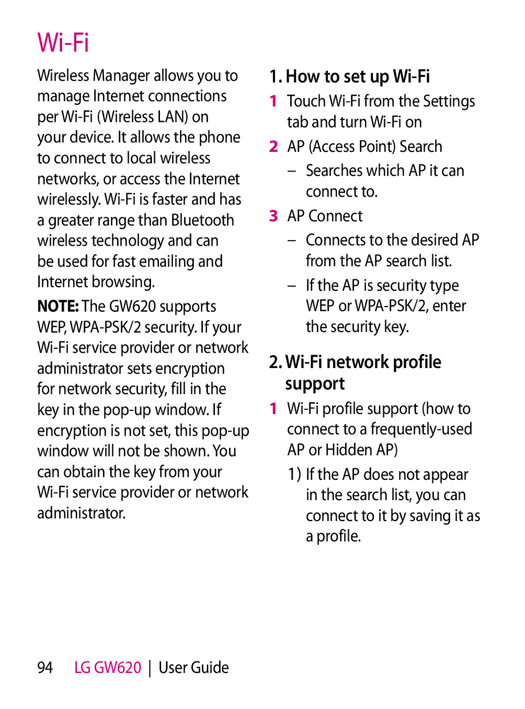 Mitel GW620 manual How to set up Wi-Fi, Wi-Fi network profile support 