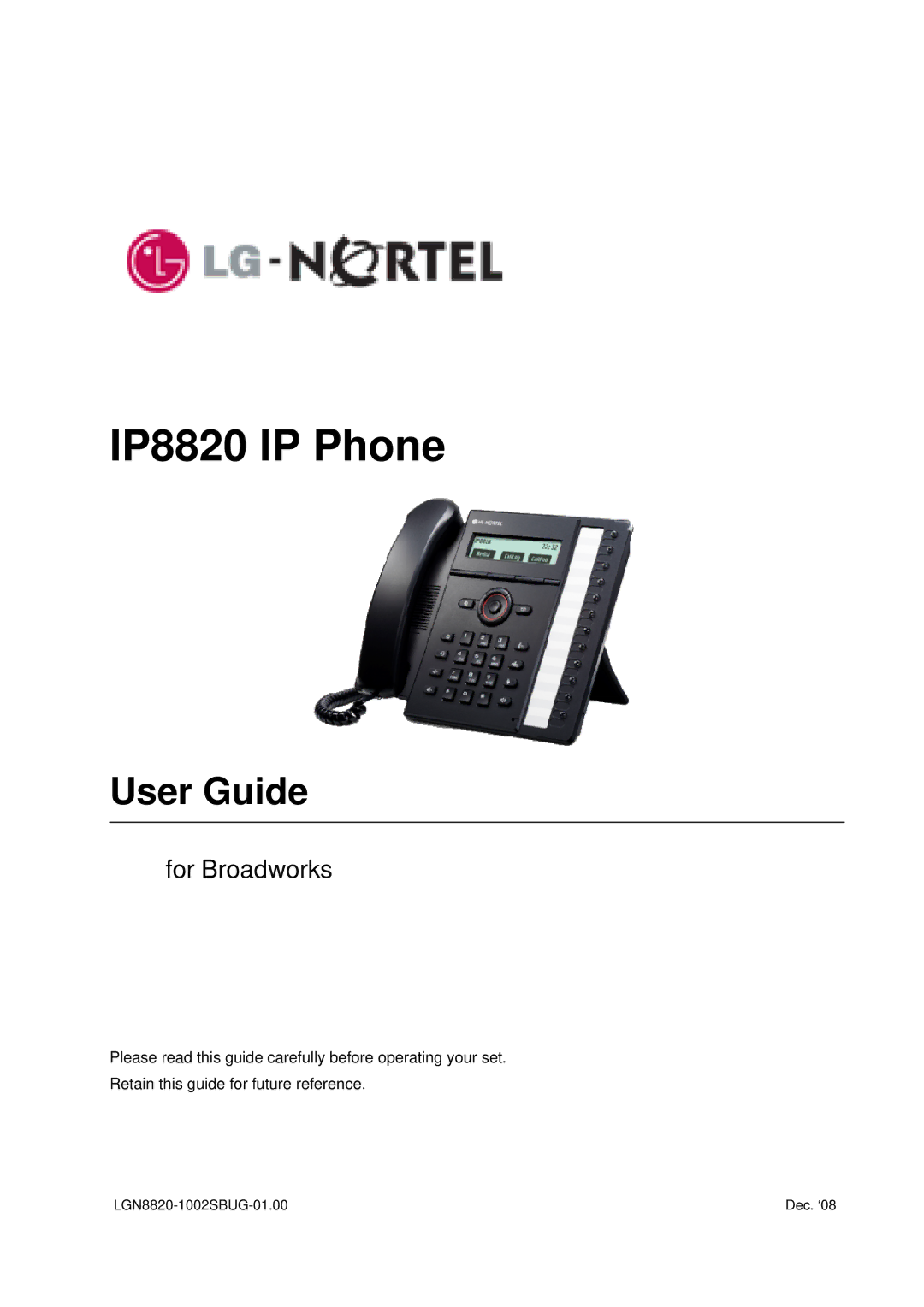 Mitel manual IP8820 IP Phone 