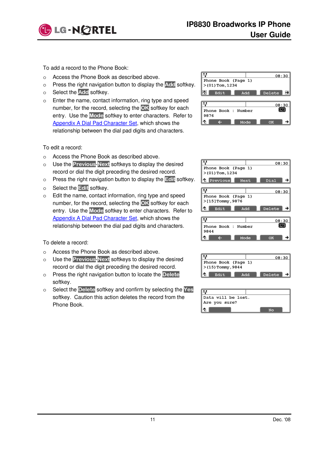 Mitel manual IP8830 Broadworks IP Phone User Guide 