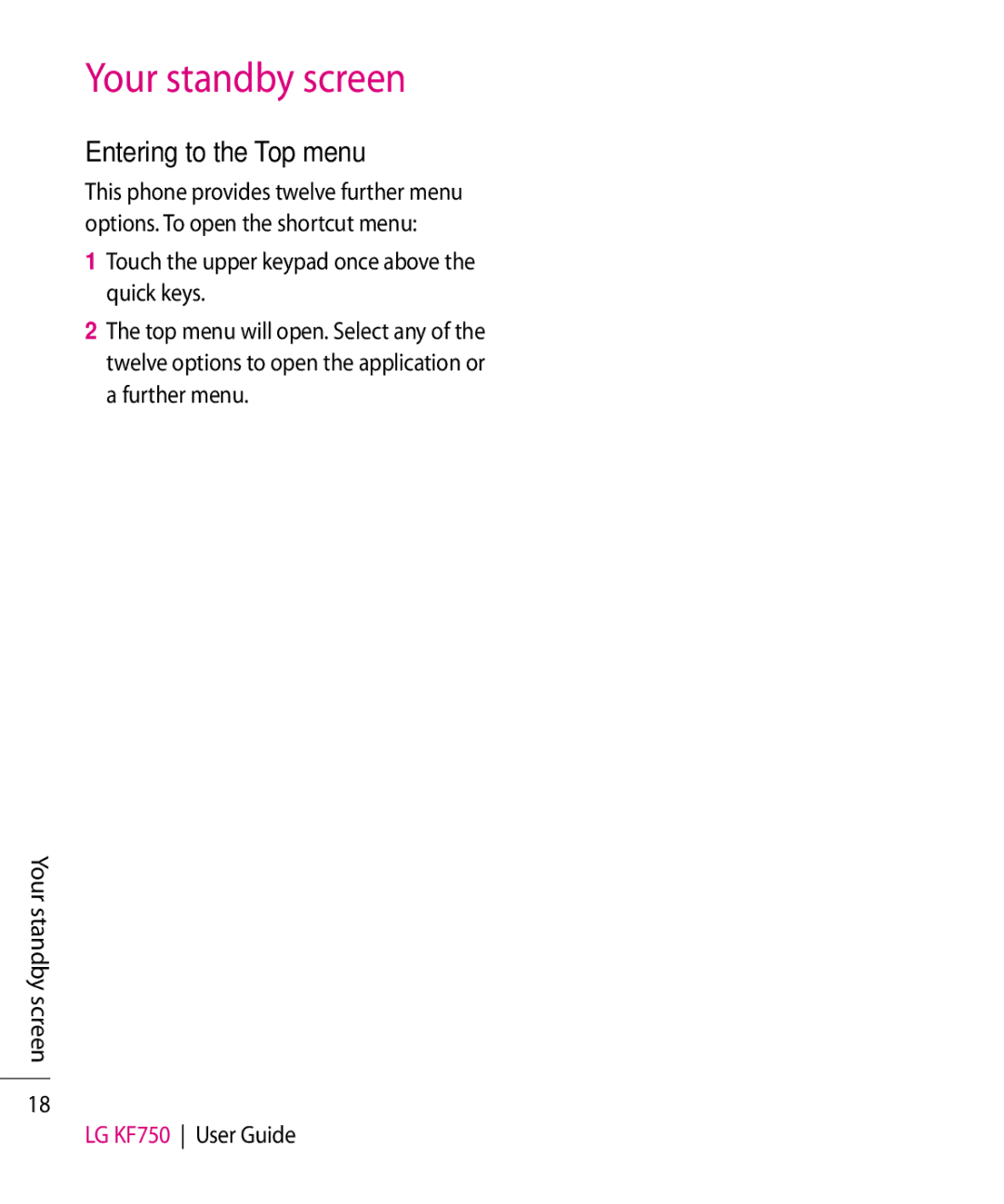 Mitel KF750 manual Entering to the Top menu 