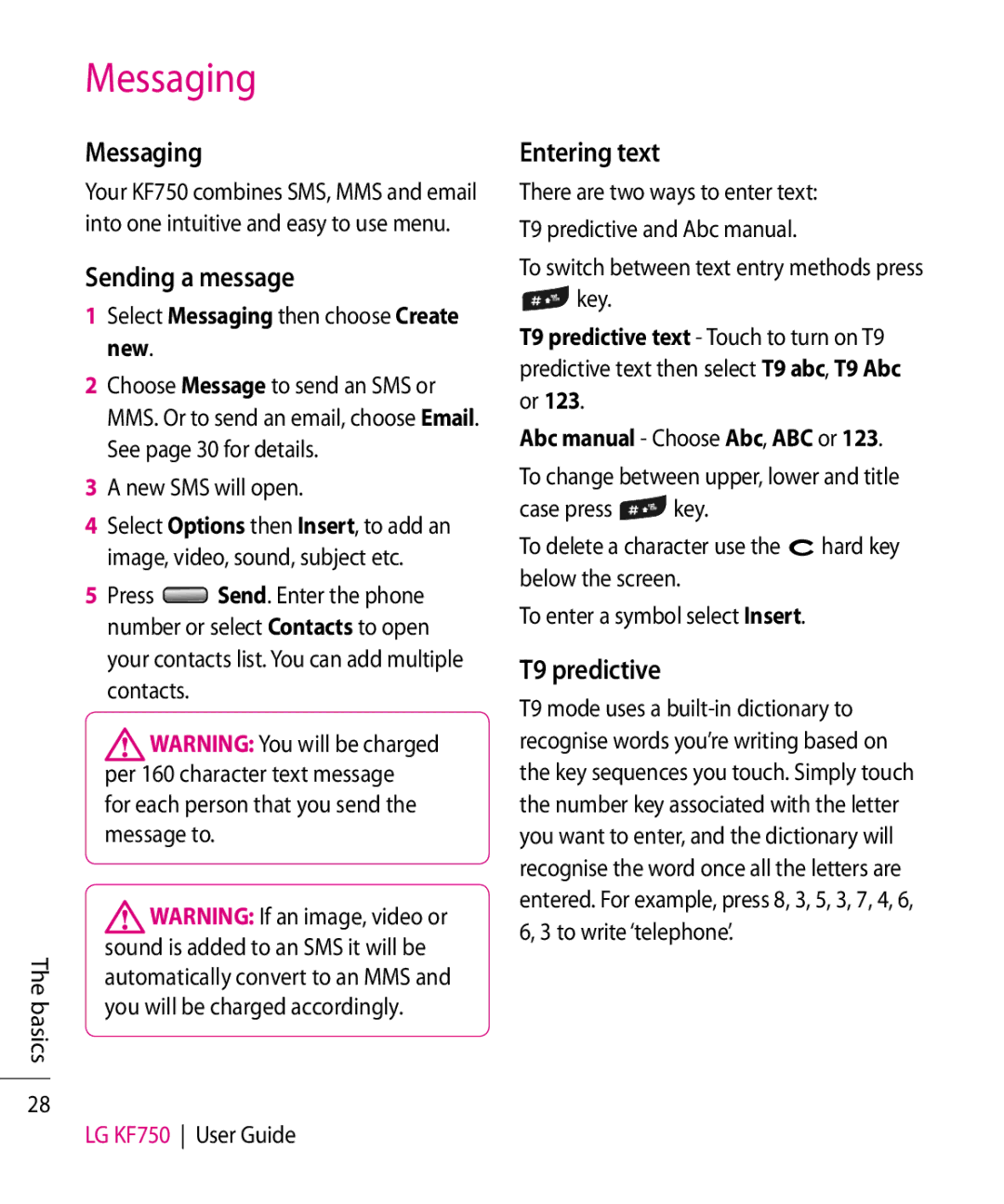 Mitel KF750 manual Messaging, Sending a message, Entering text, T9 predictive 