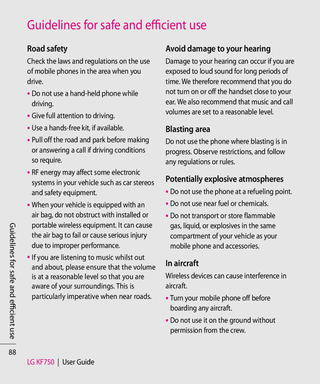 Mitel KF750 manual Road safety, Avoid damage to your hearing, Blasting area, Aircraft, Potentially explosive atmospheres 