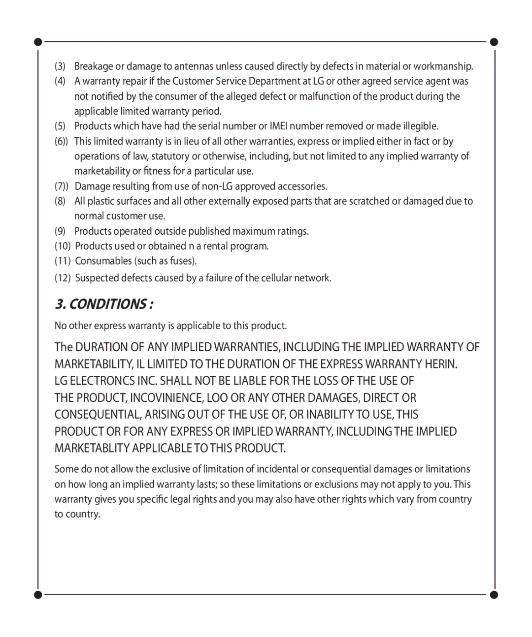 Mitel KF750 manual Conditions 