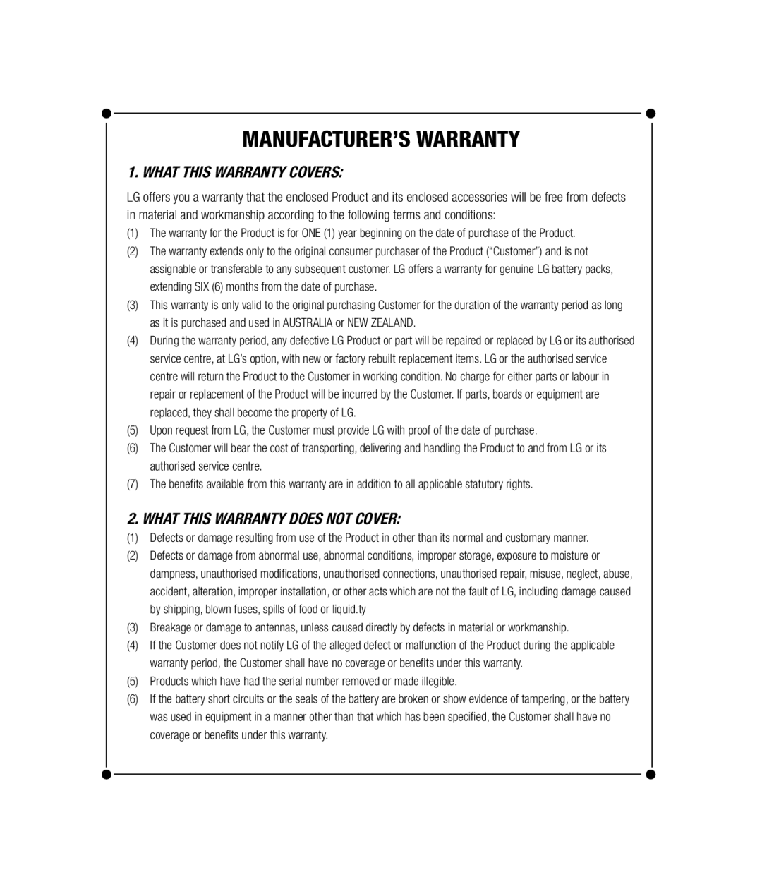 Mitel KU990 manual MANUFACTURER’S Warranty 