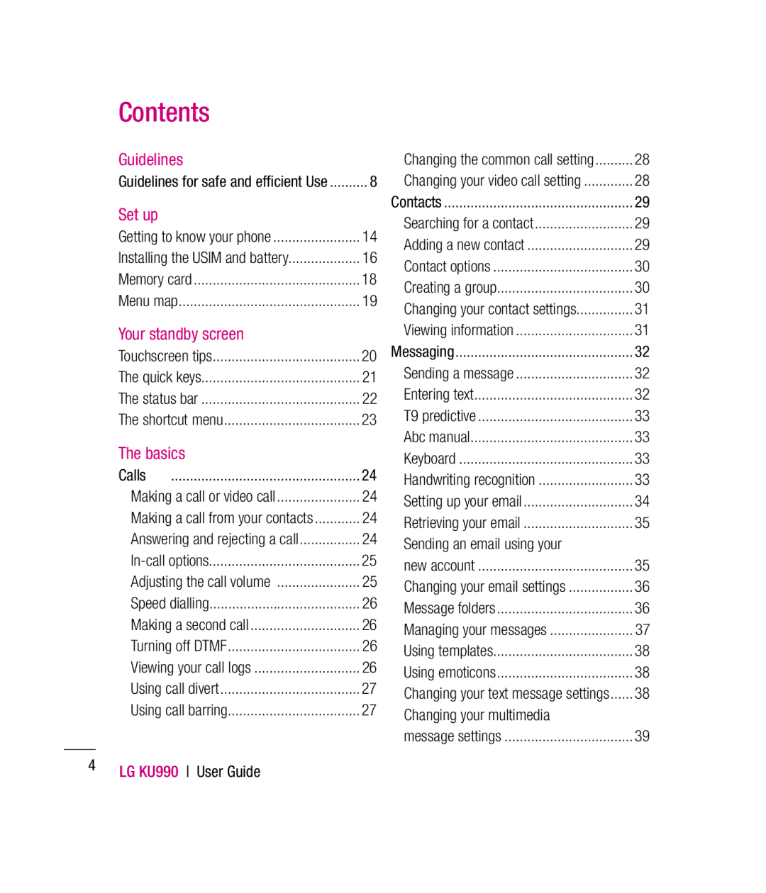 Mitel KU990 manual Contents 