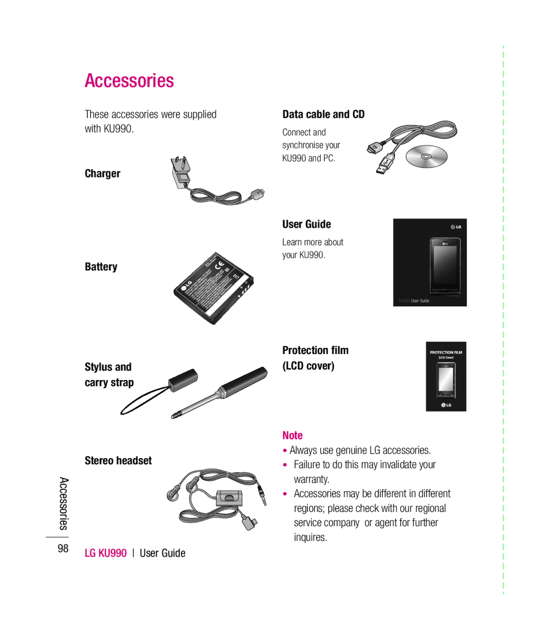 Mitel KU990 manual Accessories, User Guide 