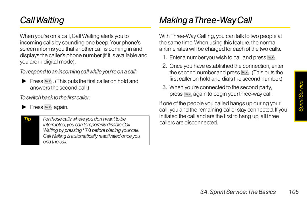 Mitel LG260 manual CallWaiting, Making aThree-Way Call, To respond to an incoming call while you’re on a call 