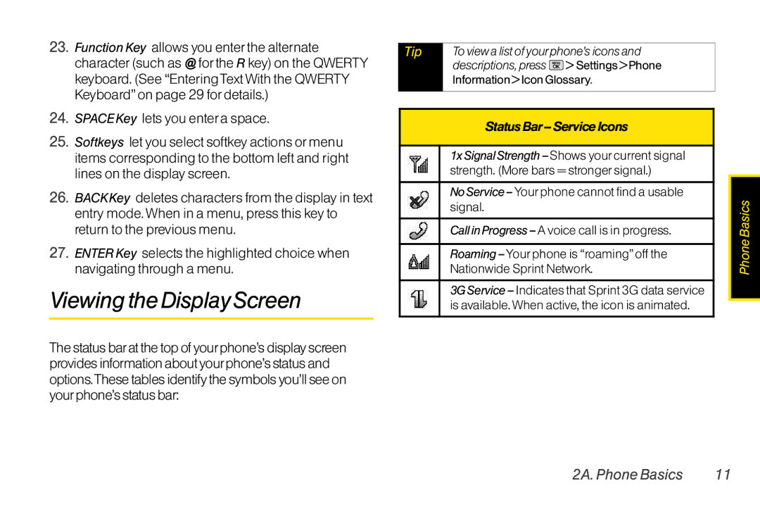 Mitel LG260 manual Viewing the Display Screen, To view a list of your phone’s icons 