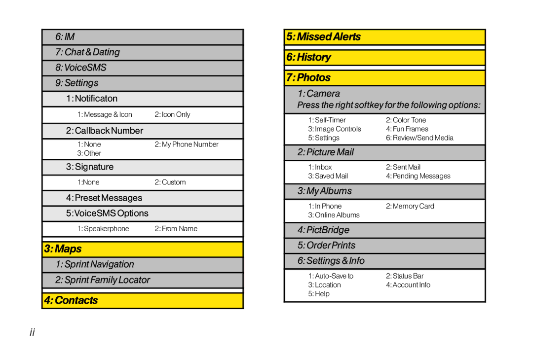 Mitel LG260 manual Chat & Dating 8VoiceSMS Settings, Press the right softkey for the following options 