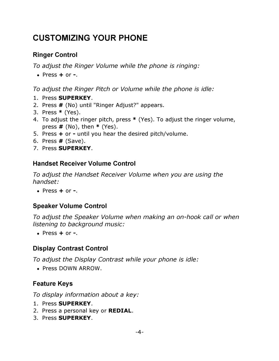 Mitel M7208N manual Customizing Your Phone 