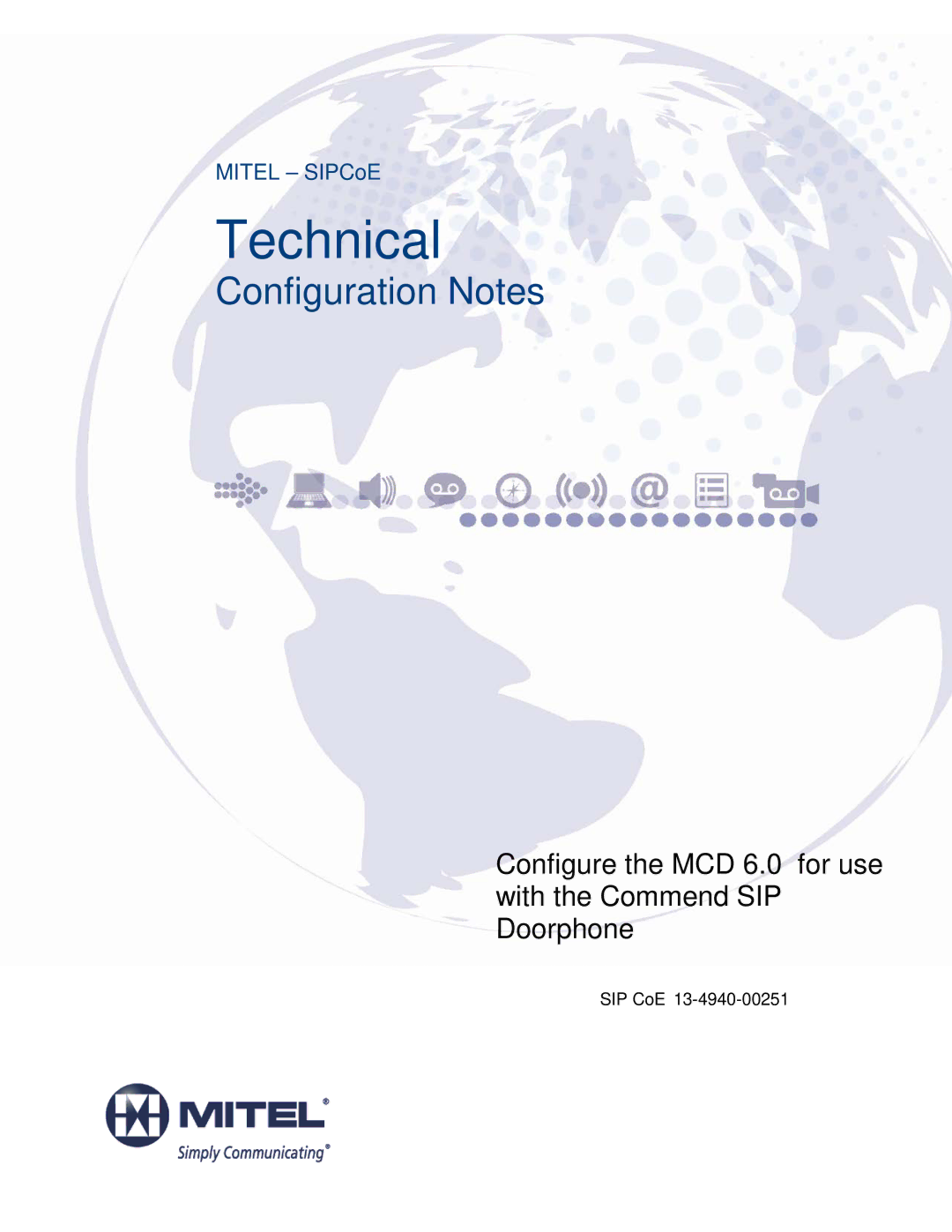 Mitel MCD 6.0 manual Technical 