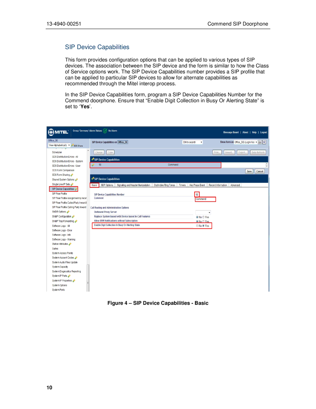 Mitel MCD 6.0 manual SIP Device Capabilities Basic 