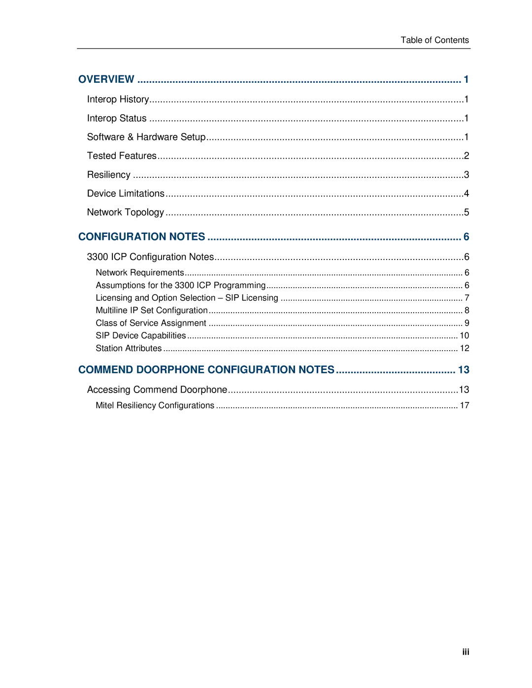 Mitel MCD 6.0 manual Commend Doorphone Configuration Notes 