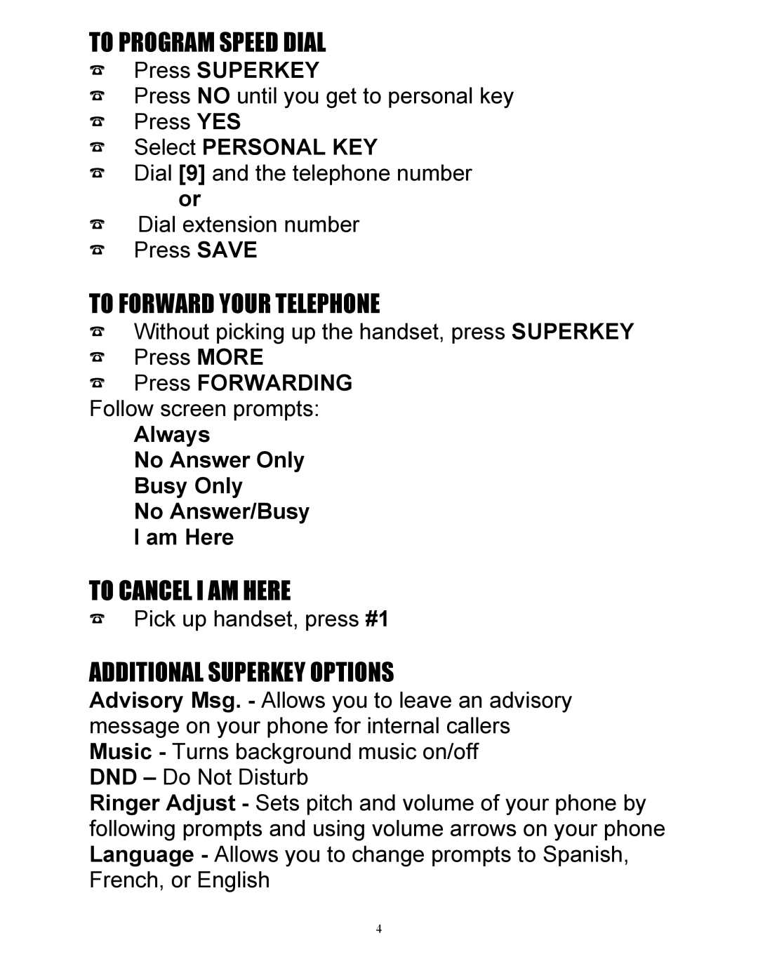 Mitel MITEL 200 SUPERSET 420, MITEL 220 manual To Program Speed Dial, To Forward Your Telephone, To Cancel I AM Here 