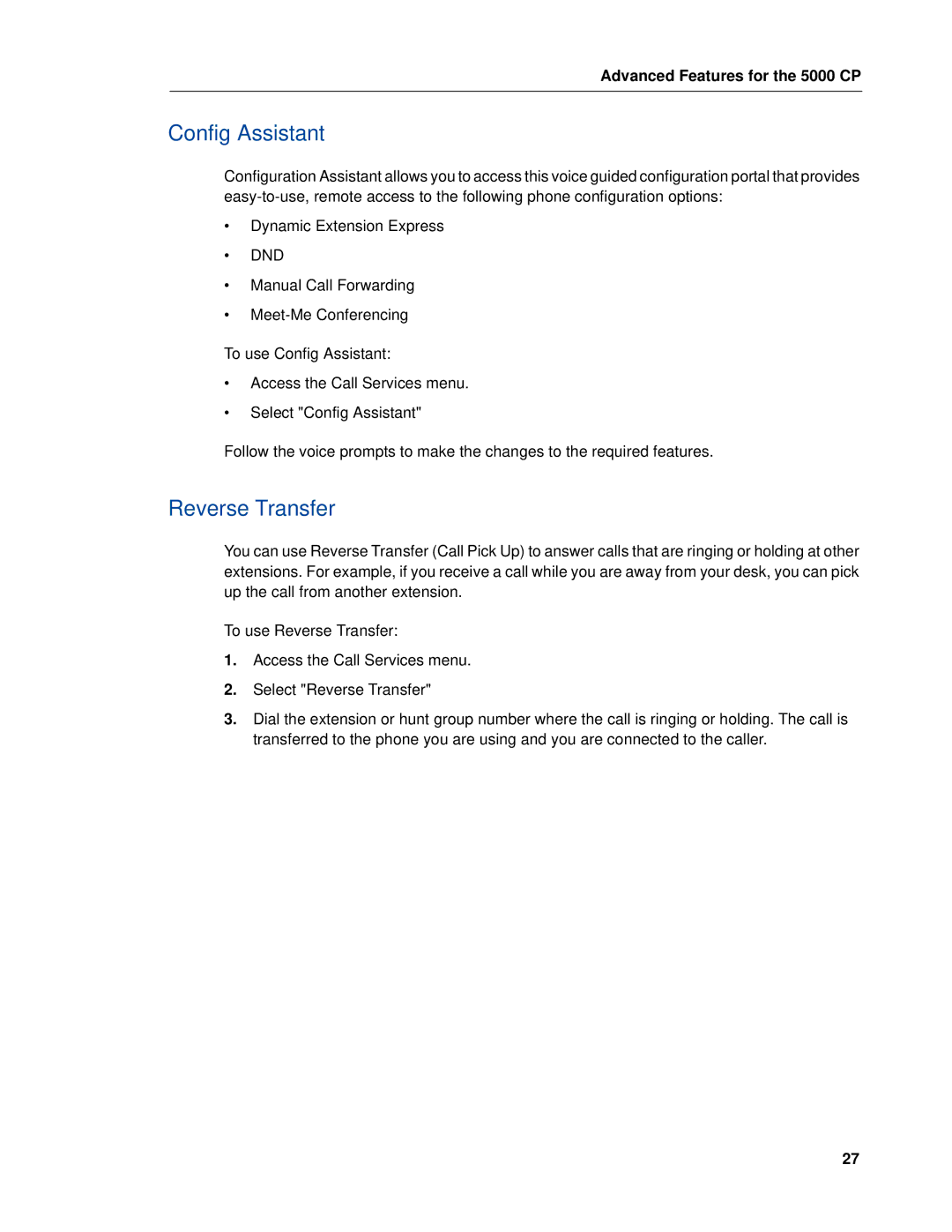 Mitel MITEL 5603 manual Config Assistant, Reverse Transfer 