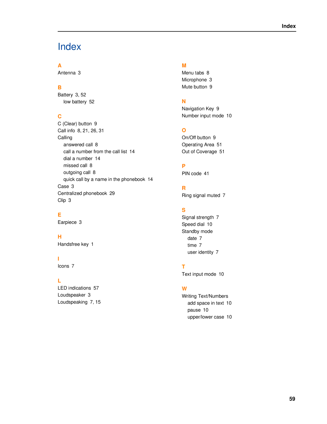 Mitel MITEL 5603 manual Index 